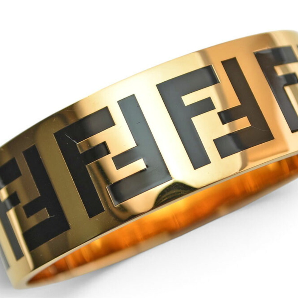 Fendi Bangle Bracelet FENDI FF Black Gold Metal Women's